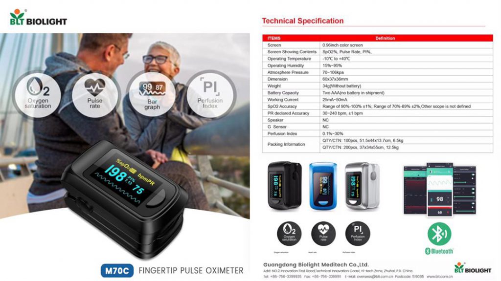 Finger Pulse Oximeter M70c NonBluetooth ThaiMedical ไทยเมดิคอล